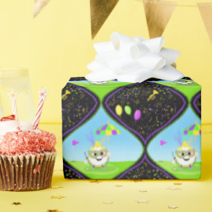 Mardi Gras Golf Ball Celebrating  Wrapping Paper