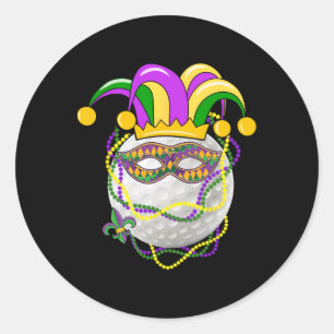 Mardi Gras Golf Costume Mardi Gras Beads Jester Ha Classic Round Sticker