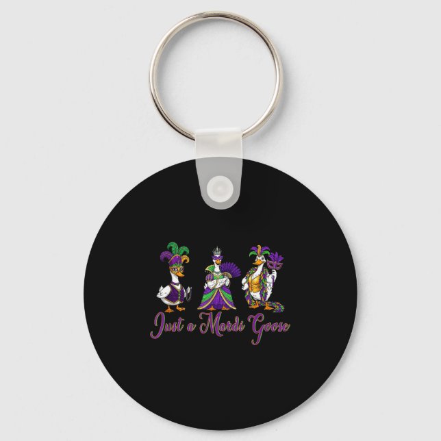 Mardi Gras Goose 2026 Gift Funny Tee Men,women  Keychain (Front)