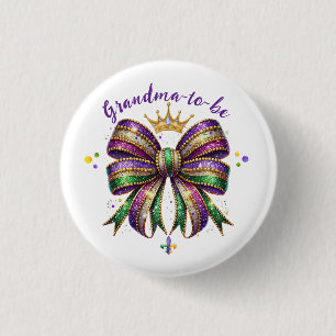 Mardi Gras Grandma-to-be 1 Inch Round Button