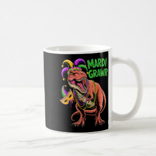Mardi Gras Grawr Dinosaur T-rex Jester Hat Bead Ma Coffee Mug