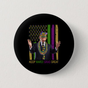 Mardi Gras Great Funny Trump Mardi Gras 2020 Flag  2 Inch Round Button