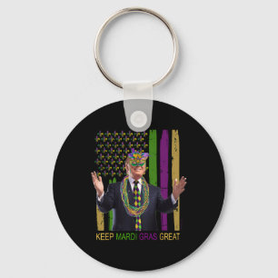 Mardi Gras Great Funny Trump Mardi Gras 2020 Flag Keychain
