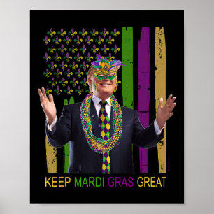 Mardi Gras Great Funny Trump Mardi Gras 2020 Flag Poster