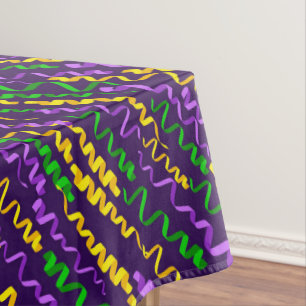 Mardi Gras Green Golden Purple Ribbons Tablecloth