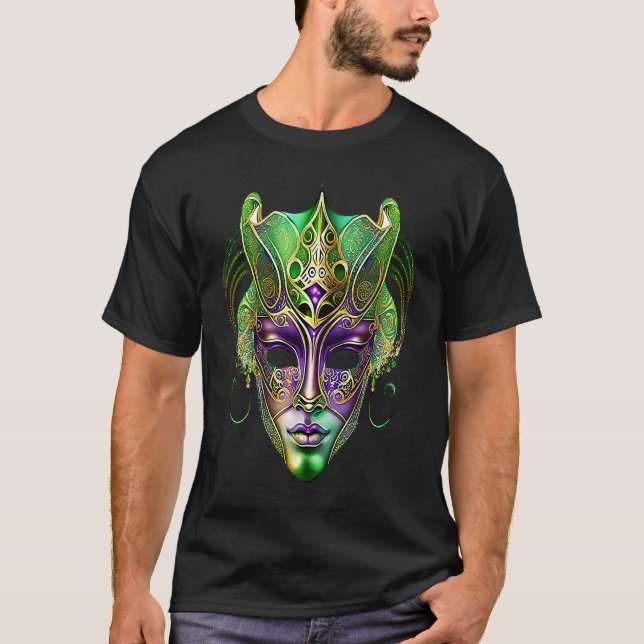 Mardi Gras Green Purple & Gold  7 T-Shirt (Front)