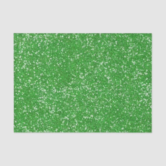 Mardi Gras Green Solid Colour Faux Glitter Bling Tissue Paper (Front)