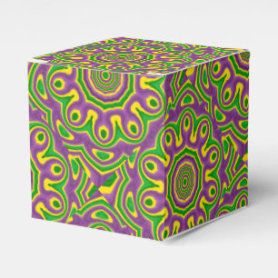 Mardi Gras Green Yellow Purple Pattern Mandala Favor Box