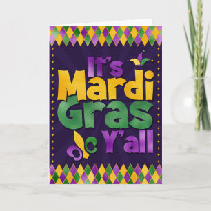 Mardi Gras Greeting Card, It's Mardi Gras Y'all Card