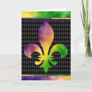 Mardi Gras Greeting Card, Mardi Gras Fleur de Lis Card