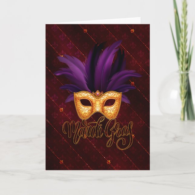 Mardi Gras Greeting Card, Mardi Gras Mask Card (Front)
