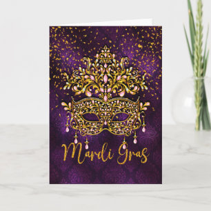 Mardi Gras Greeting Card, Mardi Gras Mask Card