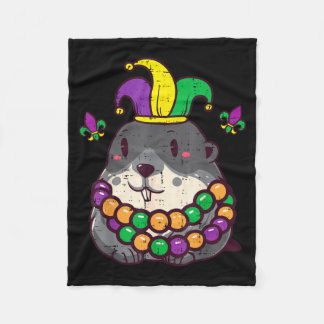 Mardi Gras Groundhog Fat Tuesday Woodchuck Men Wom Fleece Blanket