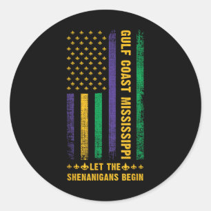Mardi Gras Gulf Coast Mississippi Fleur-de-lis Usa Classic Round Sticker
