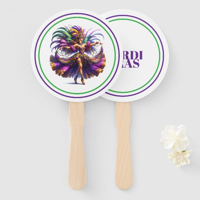 Mardi Gras Hand Fan (Front and Back)