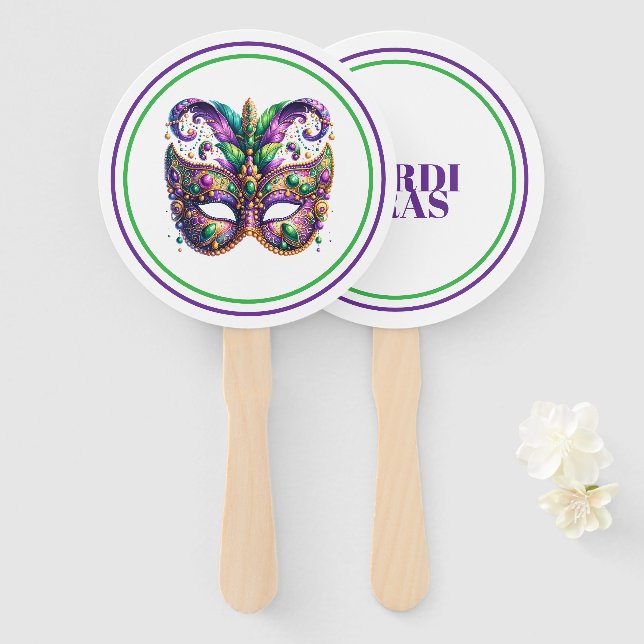 Mardi Gras Hand Fan (Front and Back)