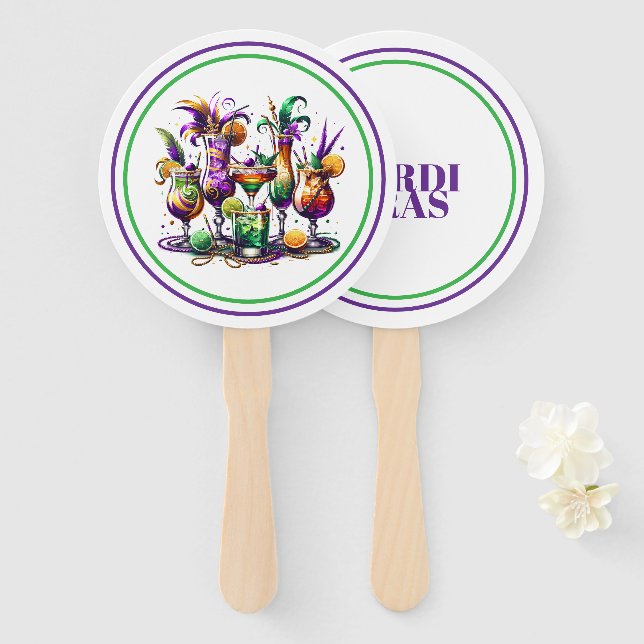 Mardi Gras Hand Fan (Front and Back)