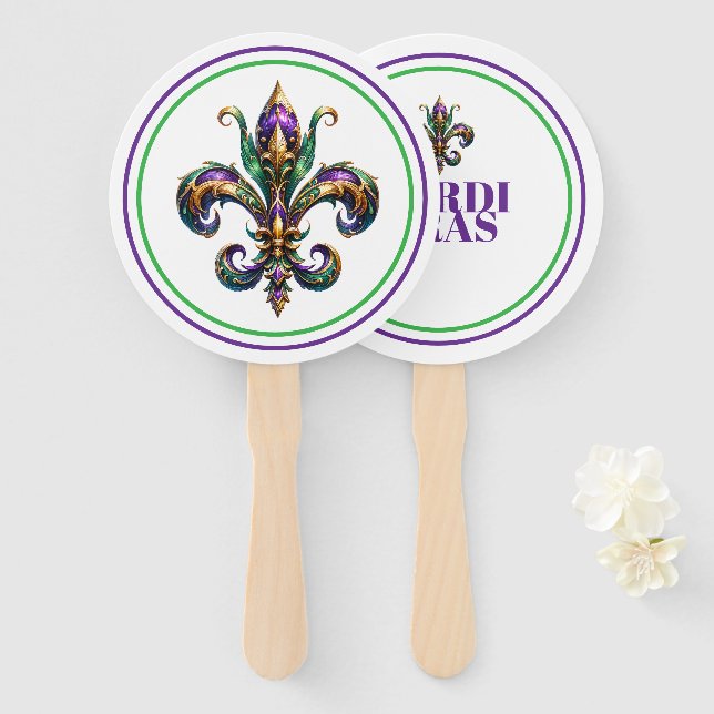 Mardi Gras Hand Fan (Front and Back)