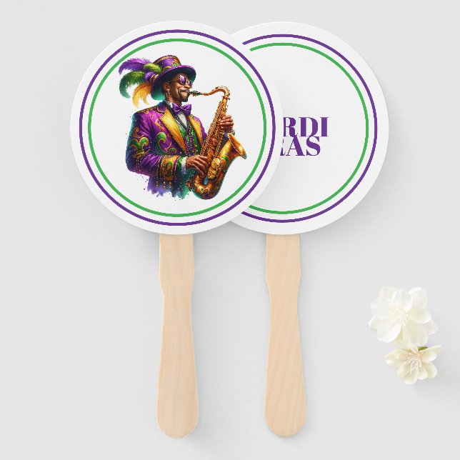 Mardi Gras Hand Fan (Front and Back)