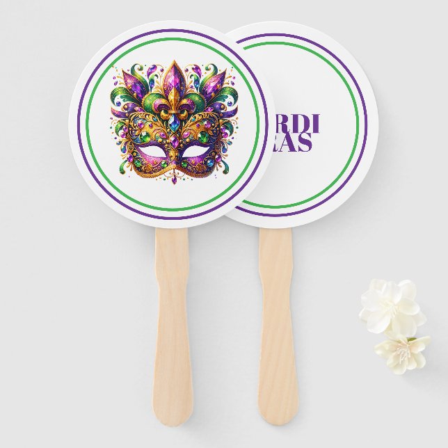 Mardi Gras Hand Fan (Front and Back)