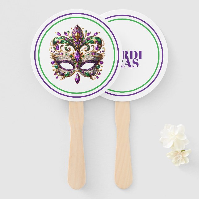 Mardi Gras Hand Fan (Front and Back)