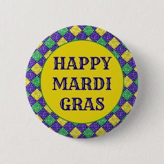 Mardi Gras Harlequin Diamond Carnival Pattern 2 Inch Round Button
