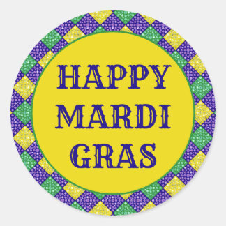 Mardi Gras Harlequin Diamond Carnival Pattern Classic Round Sticker