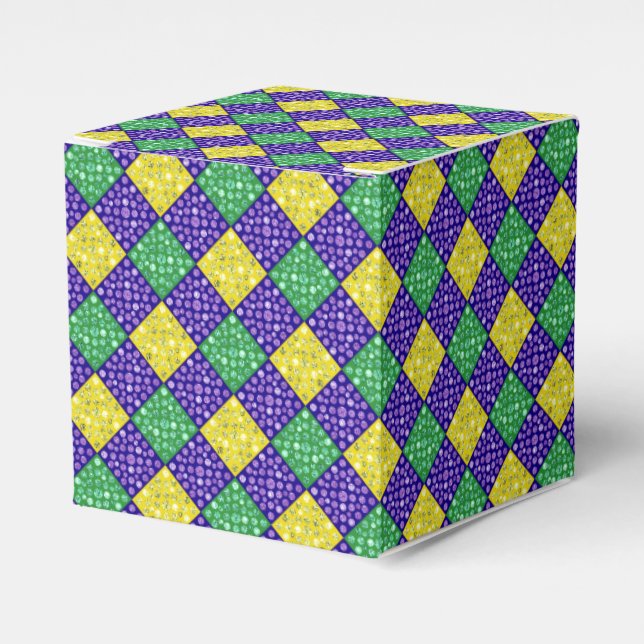 Mardi Gras Harlequin Diamond Carnival Pattern Favor Box (Front Side)