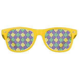 Mardi Gras Harlequin Diamond Carnival Pattern Retro Sunglasses