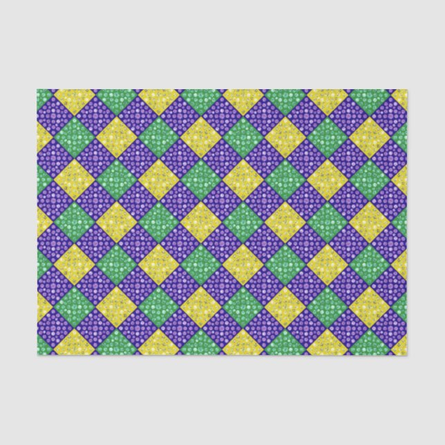Mardi Gras Harlequin Diamond Carnival Pattern Tissue Paper (Front)