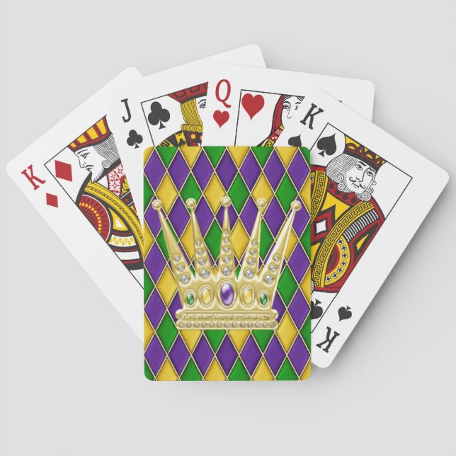 Mardi Gras Harlequin Diamond Crown Playing Cards (Back)