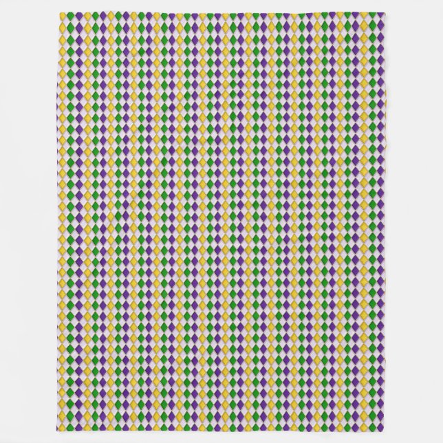 Mardi Gras Harlequin Diamond Pattern 2 Fleece Blanket (Front)
