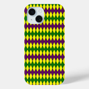 Mardi Gras Harlequin Diamond Pattern iPhone 15 Case