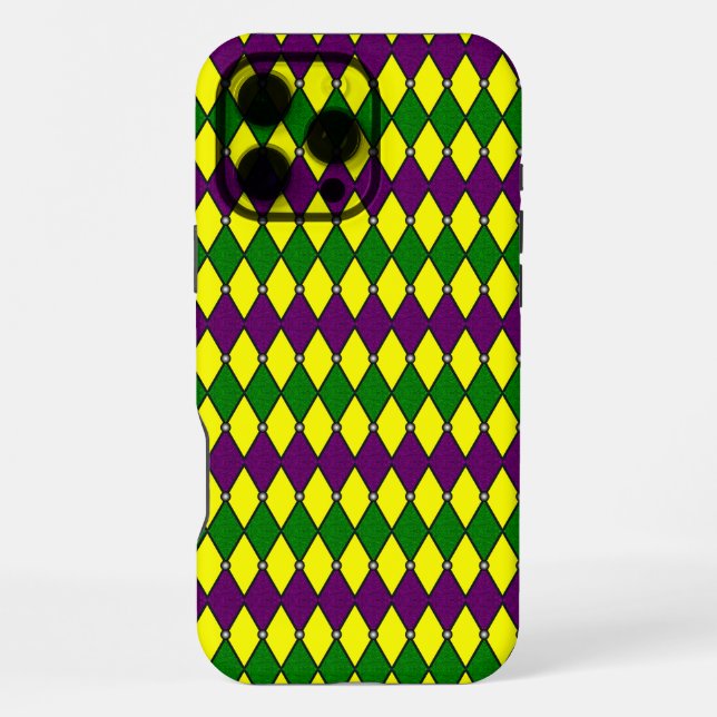 Mardi Gras Harlequin Diamond Pattern iPhone Case (Back)