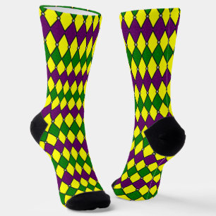 Mardi Gras Harlequin Diamond Pattern Socks