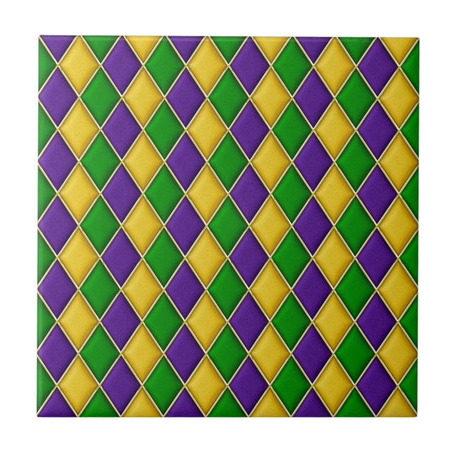 Mardi Gras Harlequin Diamond Pattern Tiles (Front)