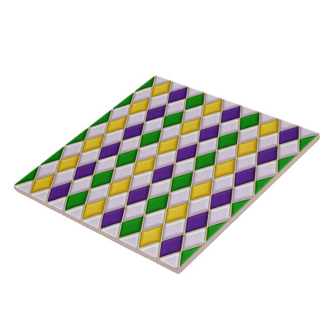 Mardi Gras Harlequin Diamond Pattern Tiles (Side)