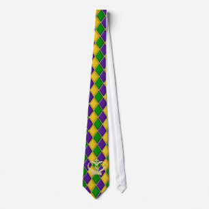 Mardi Gras Harlequin Diamond Tie w/Crown