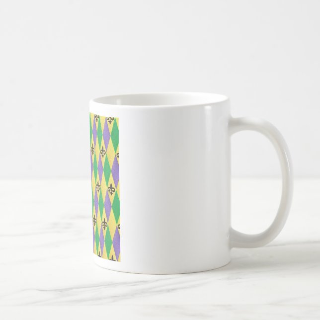 Mardi Gras Harlequin Fleur De Lis Coffee Mug (Right)