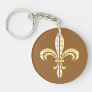 Mardi Gras Harlequin Fleur De Lis Keychain