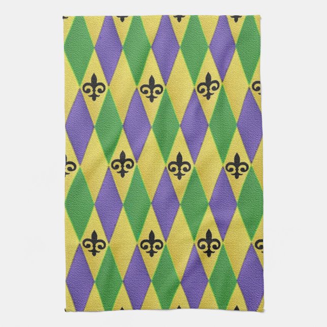 Mardi Gras Harlequin Fleur De Lis Serviettes De Cu (Vertical)