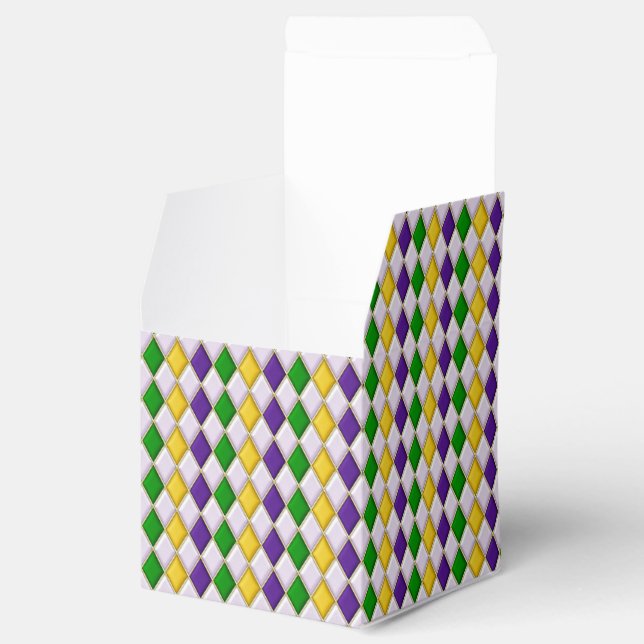 Mardi Gras Harlequin pattern2 with Crown2 Favor Box (Opened)