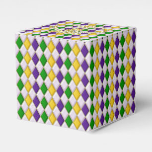 Mardi Gras Harlequin pattern2 with Crown Favor Box