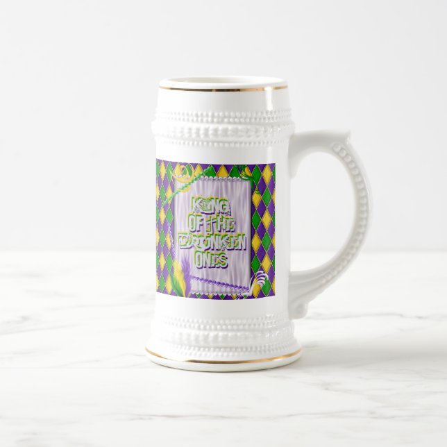 Mardi Gras Harlequin Pattern, Beads, Feathers Beer Stein (Right)