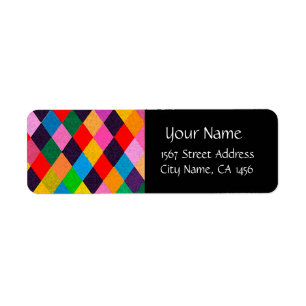 MARDI GRAS HARLEQUIN PATTERN Colourful Rhombi 