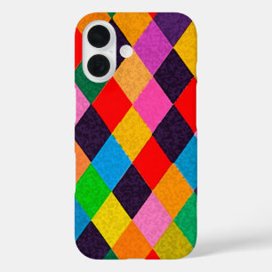 MARDI GRAS HARLEQUIN PATTERN Colourful Rhombi iPhone 16 Case