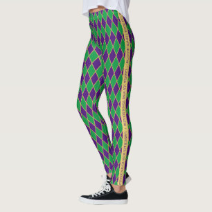 Mardi Gras   Harlequin Pattern   Personalized Leggings