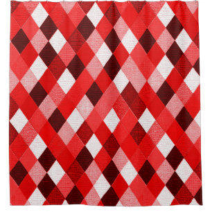 MARDI GRAS HARLEQUIN PATTERN Red Pink White Rhombi