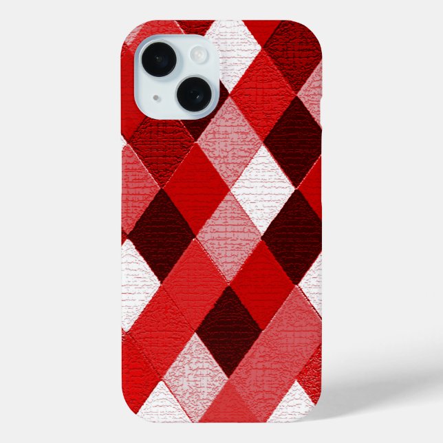MARDI GRAS HARLEQUIN PATTERN Red Pink White Rhombi Case-Mate iPhone Case (Back)
