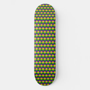 Mardi Gras Harlequin Pattern Skate Deck - med